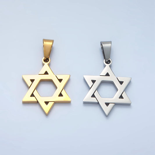 Gold star david medallion pendant stainless steel religious jewish jewelry for necklace earring charm p1481
