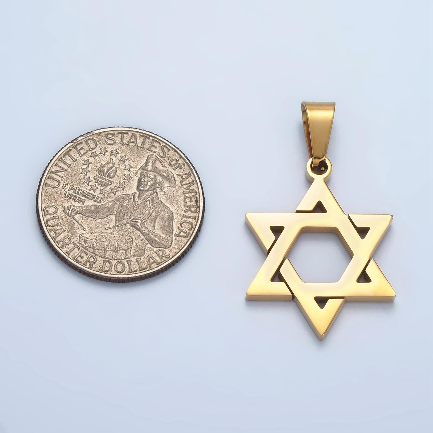Gold star david medallion pendant stainless steel religious jewish jewelry for necklace earring charm p1481