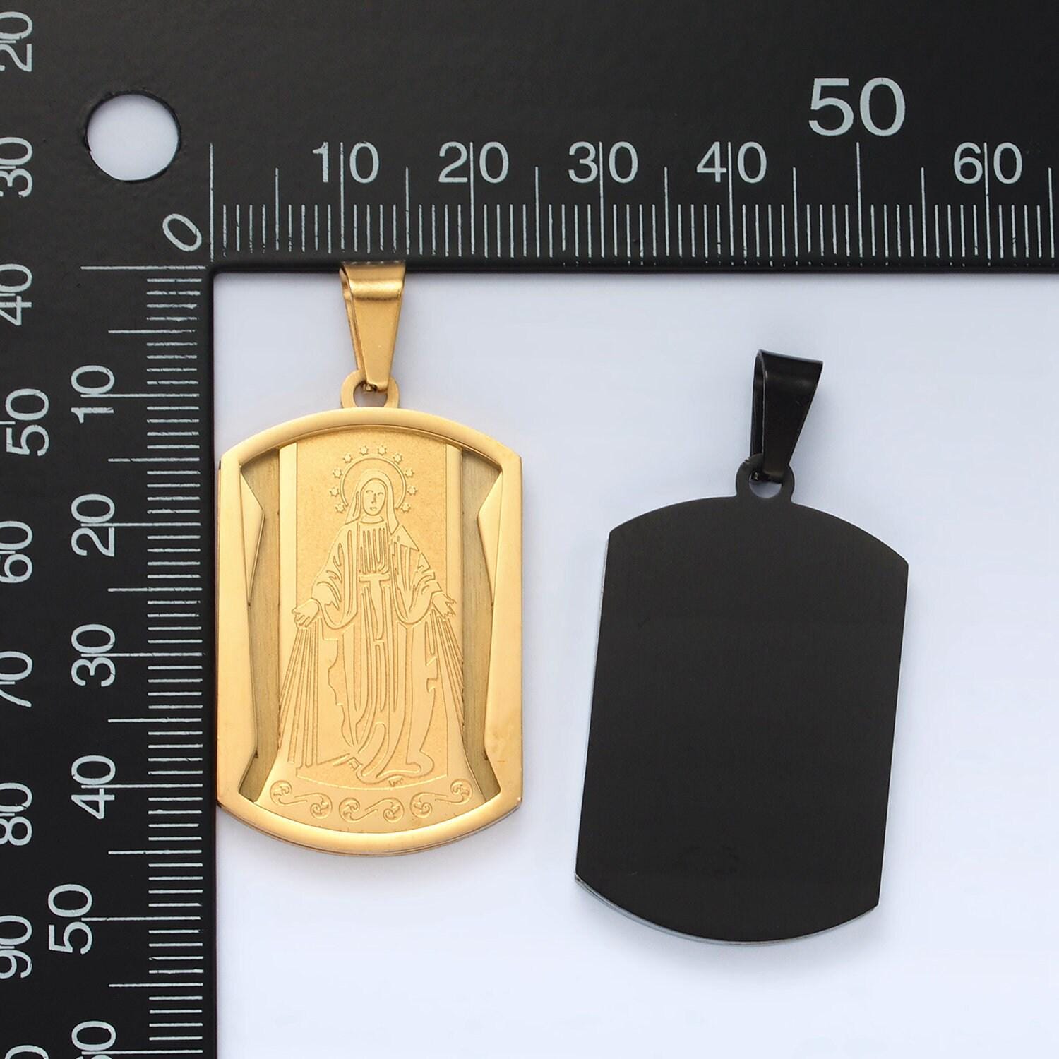 Stainless steel gold virgin mary religious prayer pendant, 24k gold filled miraculous lady charm tag pendant religious jewelry p1473