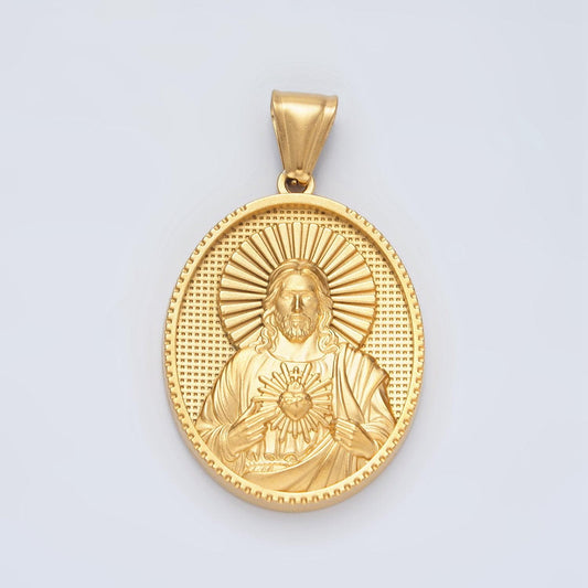 Gold stainless steel jesus pendant charm jesus pendant religious pendant christian catholic jewelry medallion pendant p1468