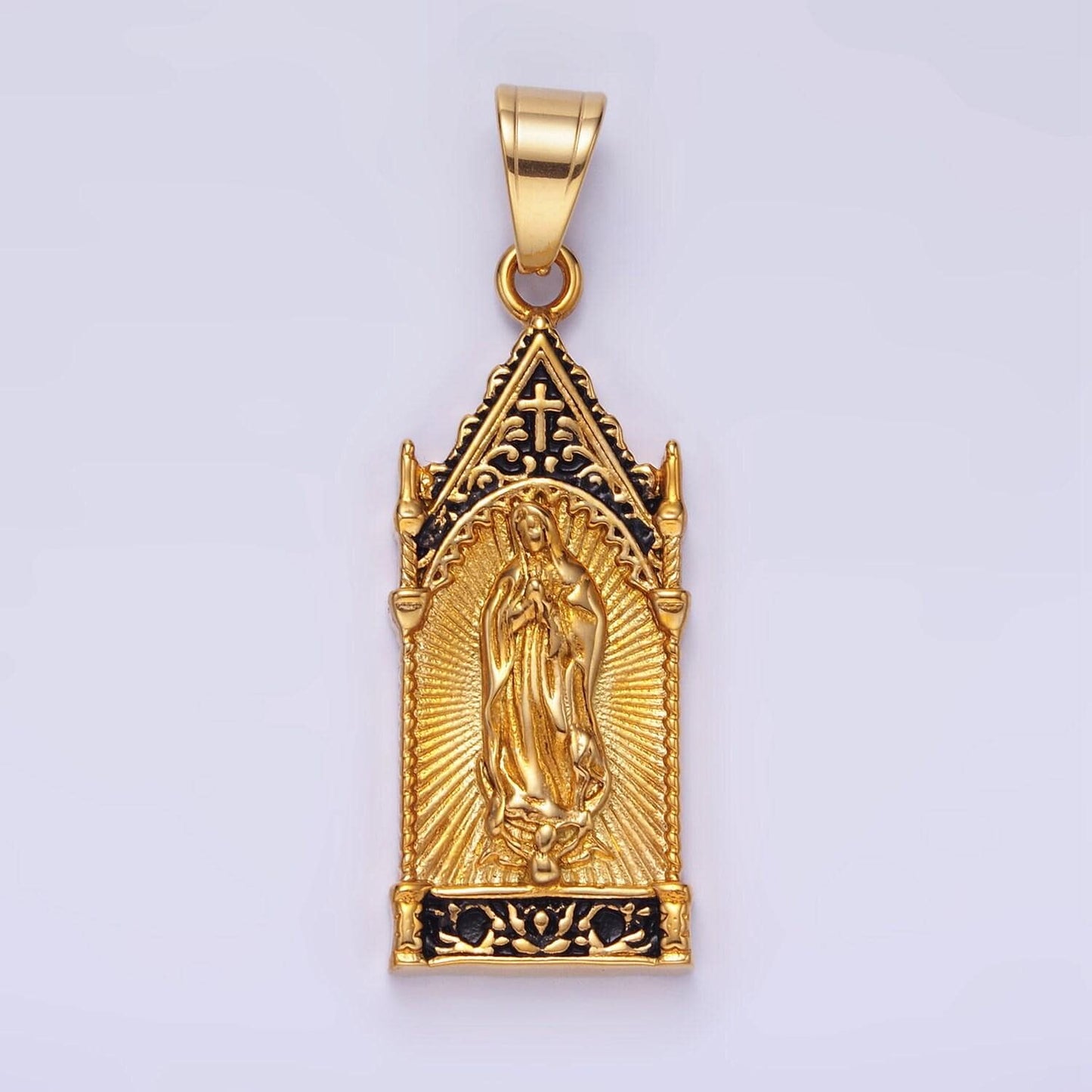 Stainless steel lady guadalupe charm in gold silver color virgin mary pendant lead nickel free tarnish free | p-1156
