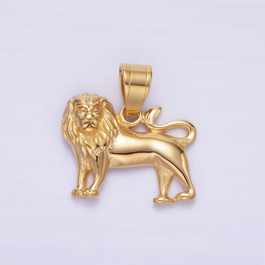 Gold lion charm pendant stainless steel king of jungle necklace pendant p1458