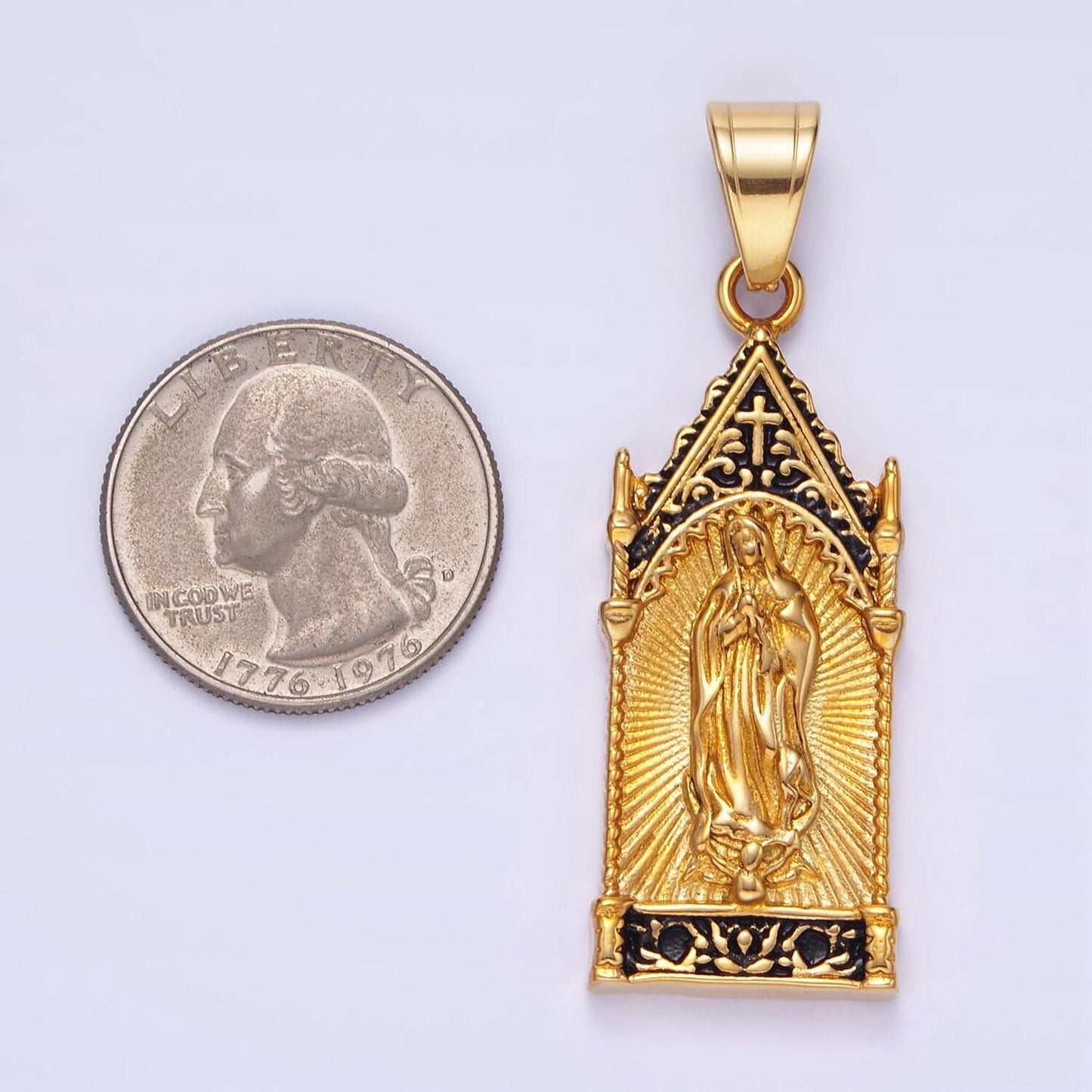 Stainless steel lady guadalupe charm in gold silver color virgin mary pendant lead nickel free tarnish free | p-1156