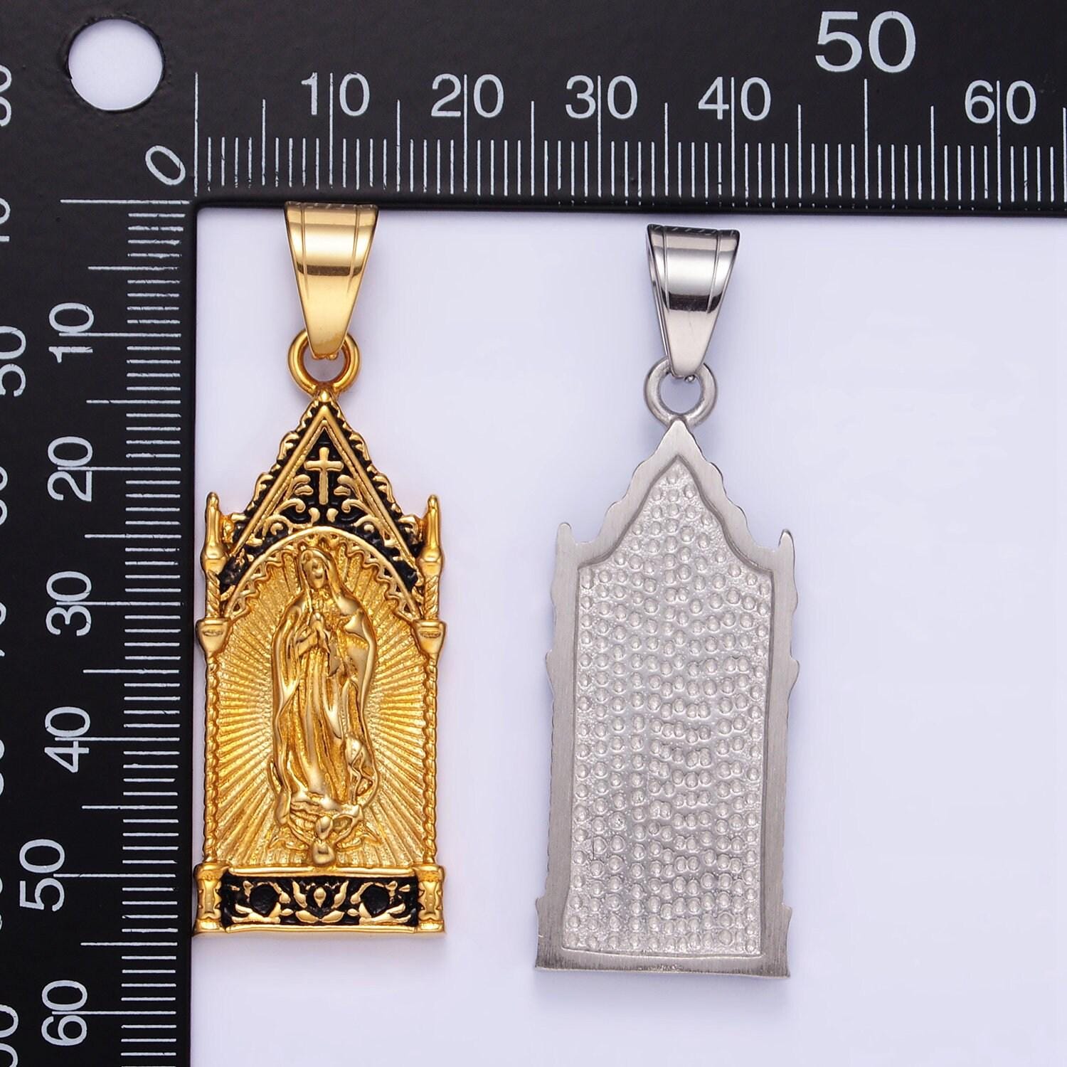 Stainless steel lady guadalupe charm in gold silver color virgin mary pendant lead nickel free tarnish free | p-1156
