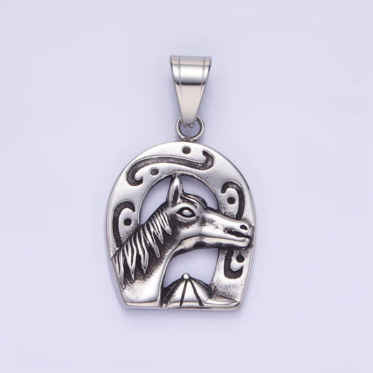 Stainless steel equestrian charm horse horseshoe vintage necklace bracelet charms p1454