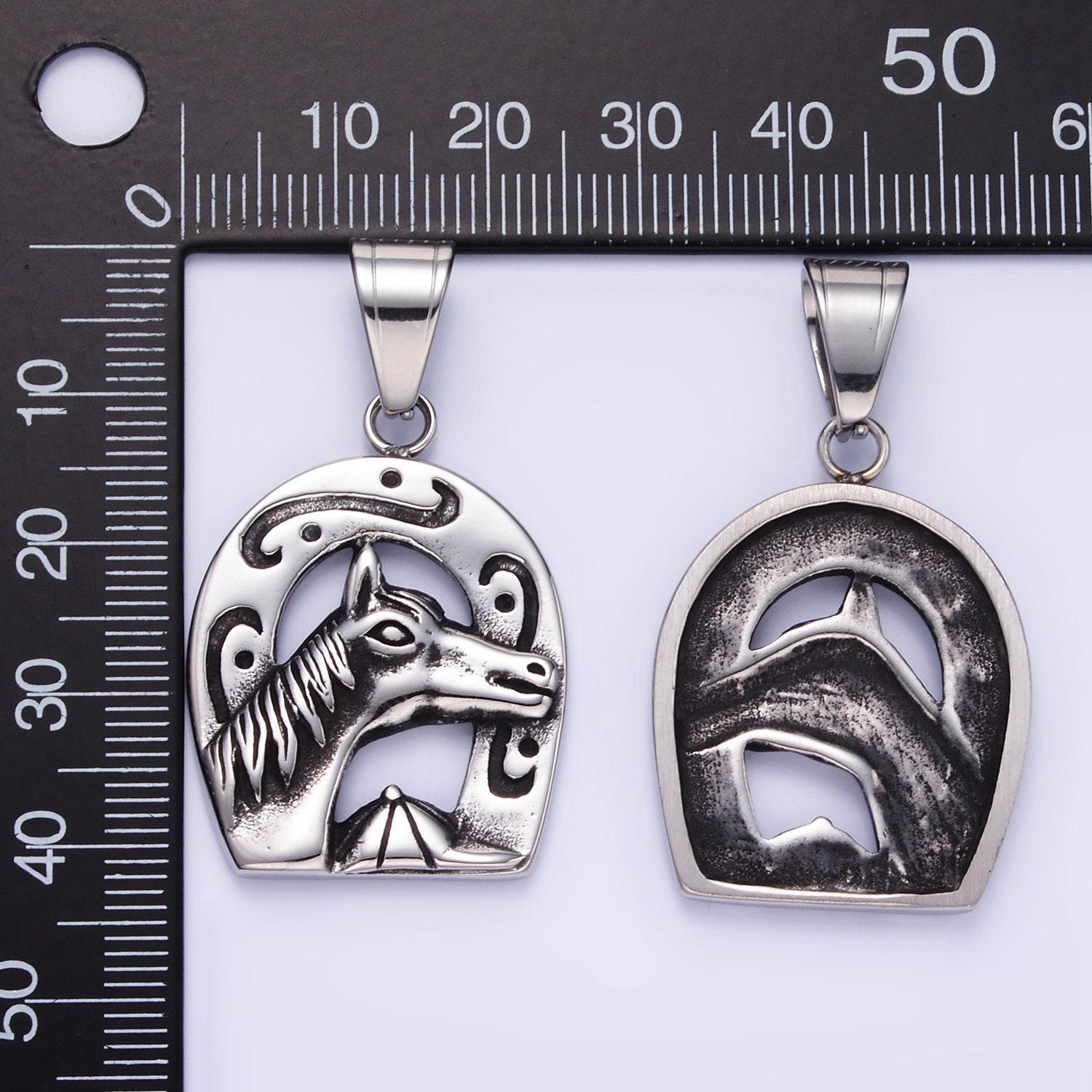 Stainless steel equestrian charm horse horseshoe vintage necklace bracelet charms p1454