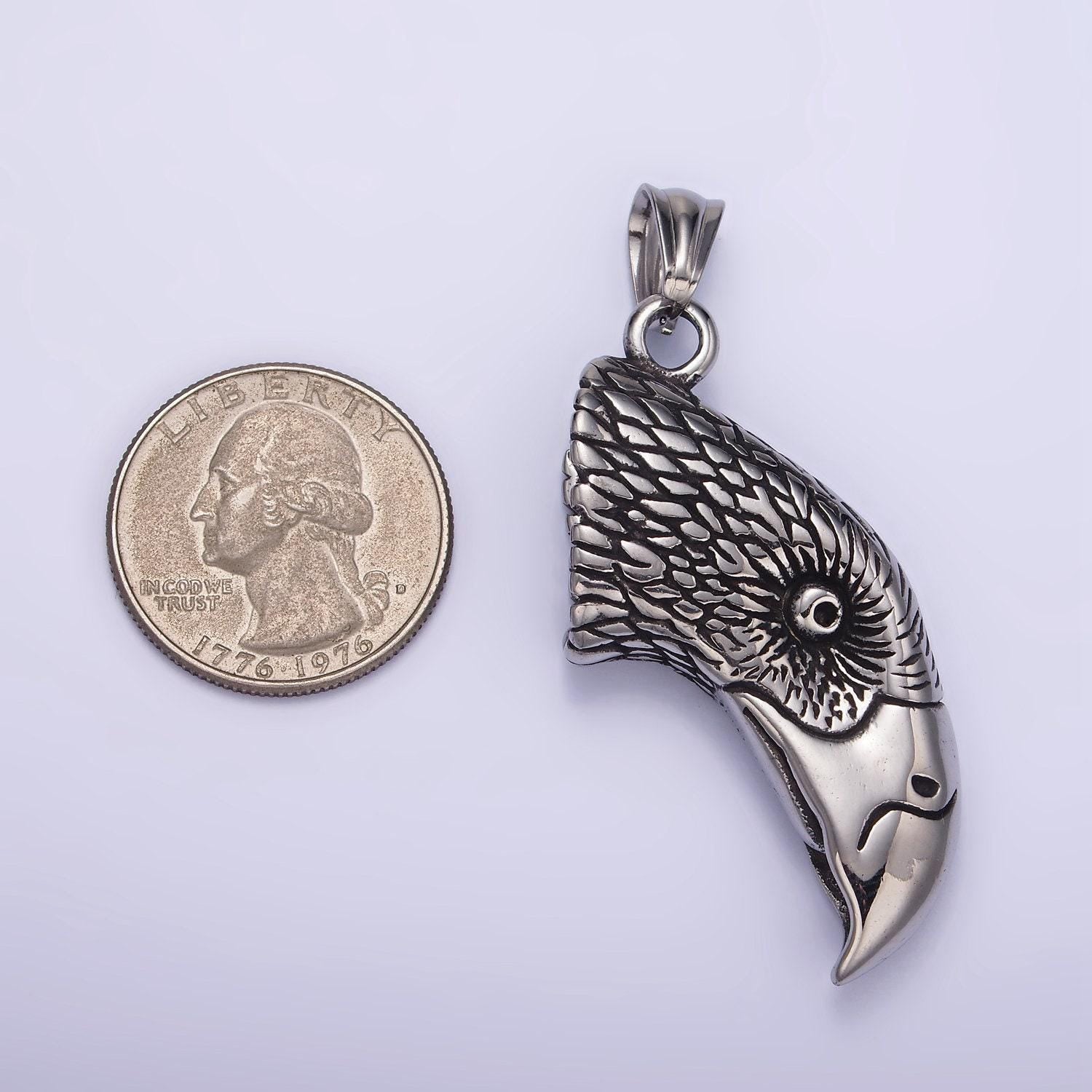 Stainless steel eagle head necklace pendant bald eagle pendant charm american eagle charm animal jewelry inspired p1450