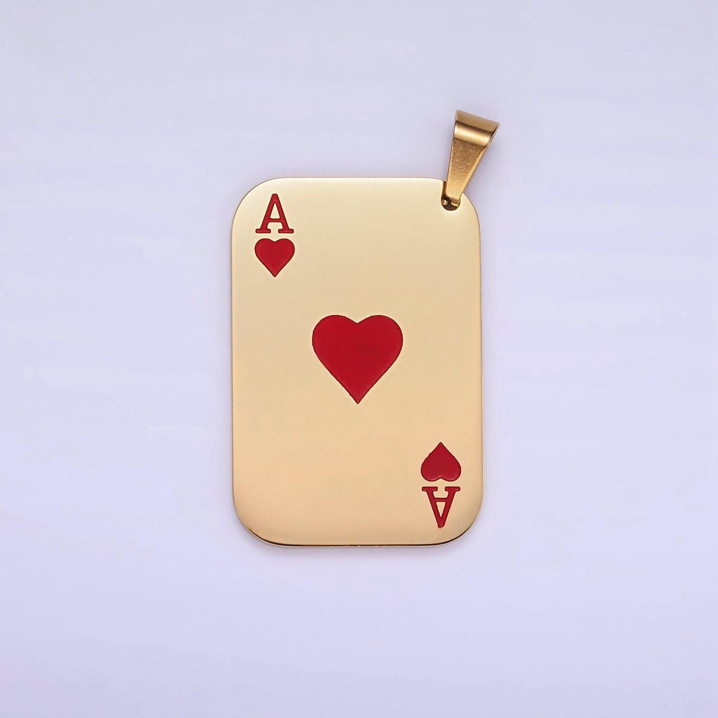 Stainless steel heart ace playing card charm ace of spade poker pendant p1437
