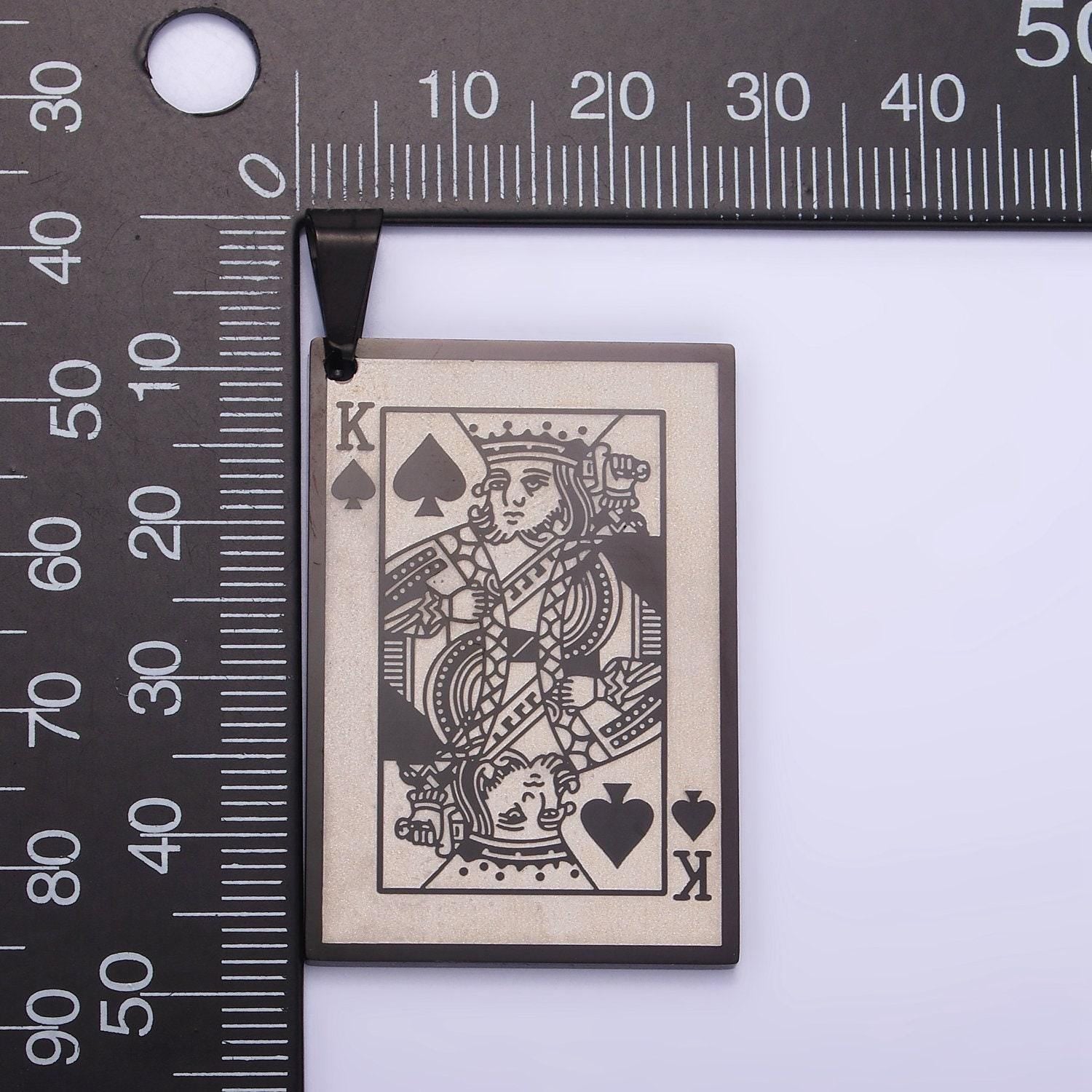 Stainless steel king of heart playing card charm king of spade poker pendant p1439