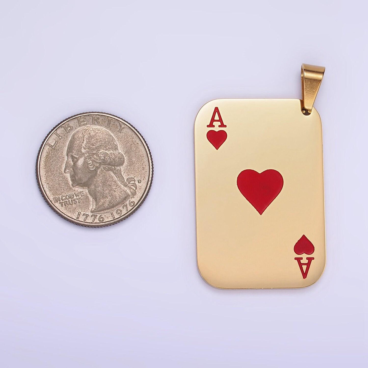 Stainless steel heart ace playing card charm ace of spade poker pendant p1437