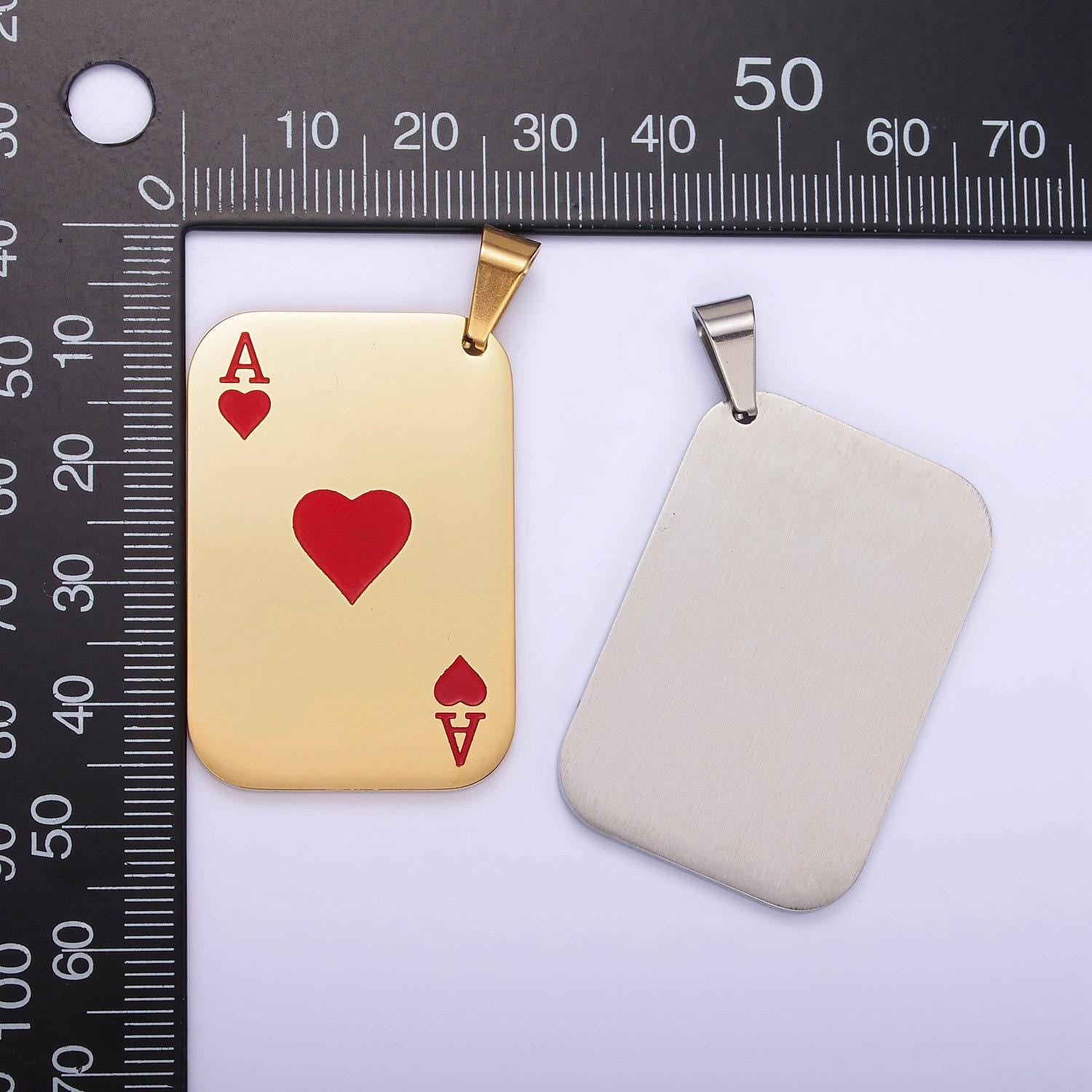 Stainless steel heart ace playing card charm ace of spade poker pendant p1437
