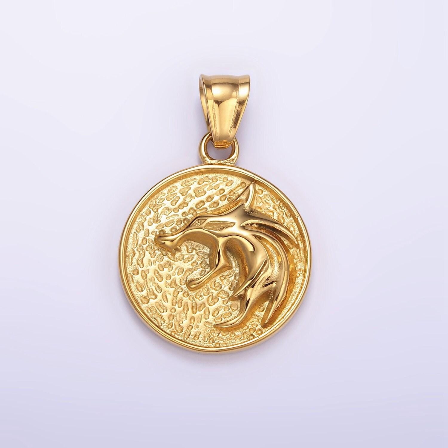 Stainless steel 25mm medallion pendant wolf charm for necklace pendant men jewelry making | p739 p740
