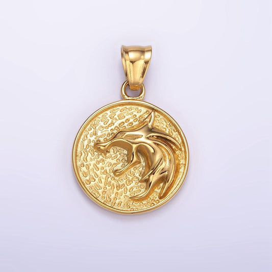 Stainless steel 25mm medallion pendant wolf charm for necklace pendant men jewelry making | p739 p740