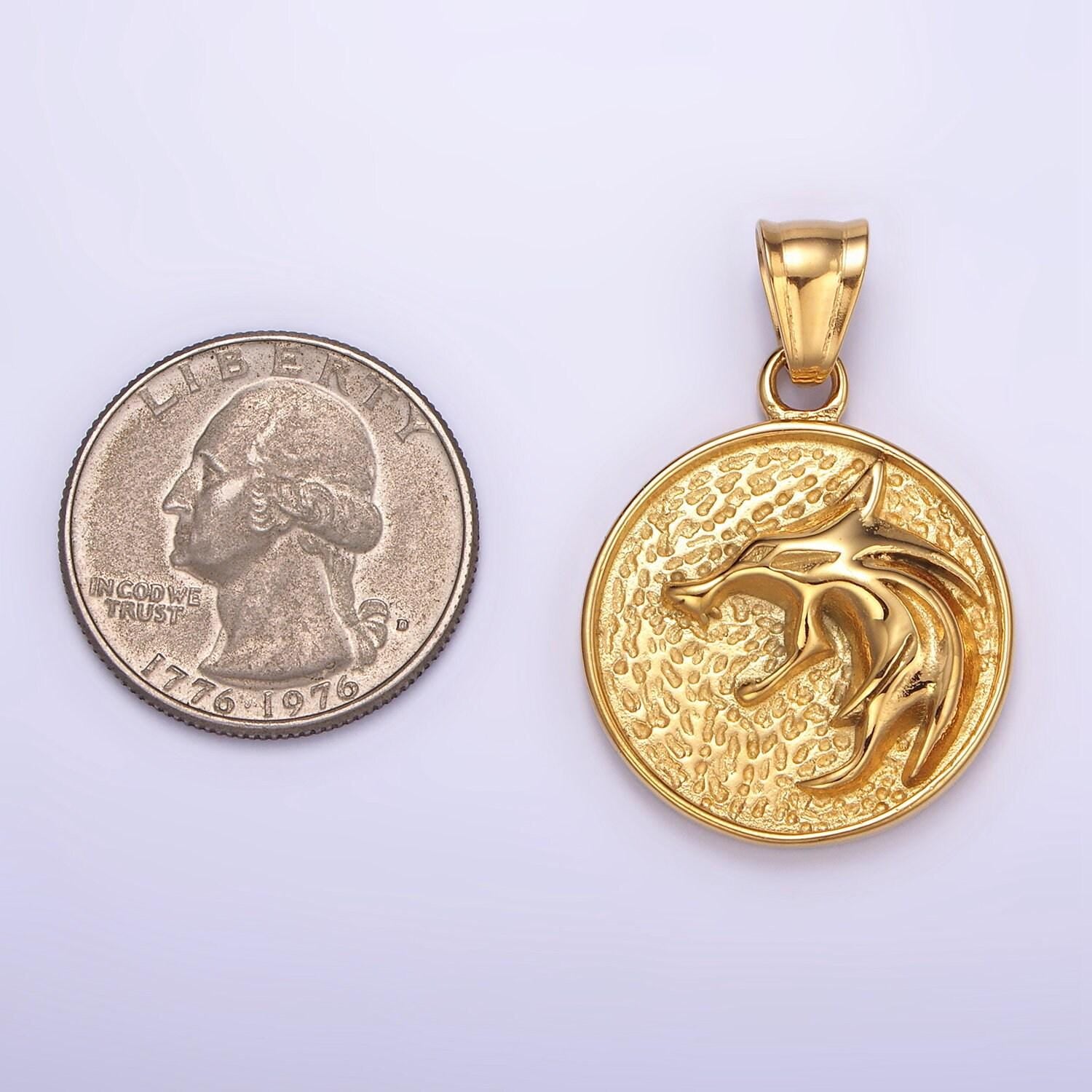 Stainless steel 25mm medallion pendant wolf charm for necklace pendant men jewelry making | p739 p740