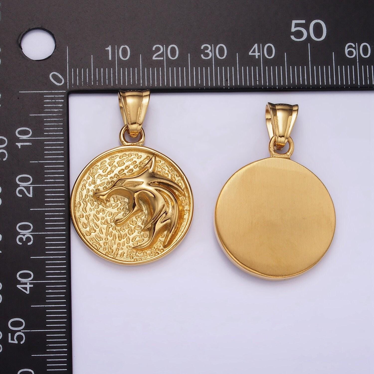 Stainless steel 25mm medallion pendant wolf charm for necklace pendant men jewelry making | p739 p740