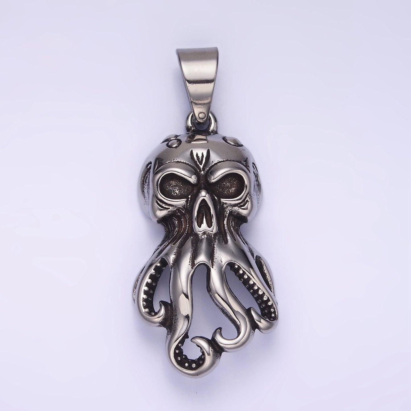 Heavy stainless steel octopus charm monster of the deep pendant silver animal charm scary halloween alien under the sea inspired p1432