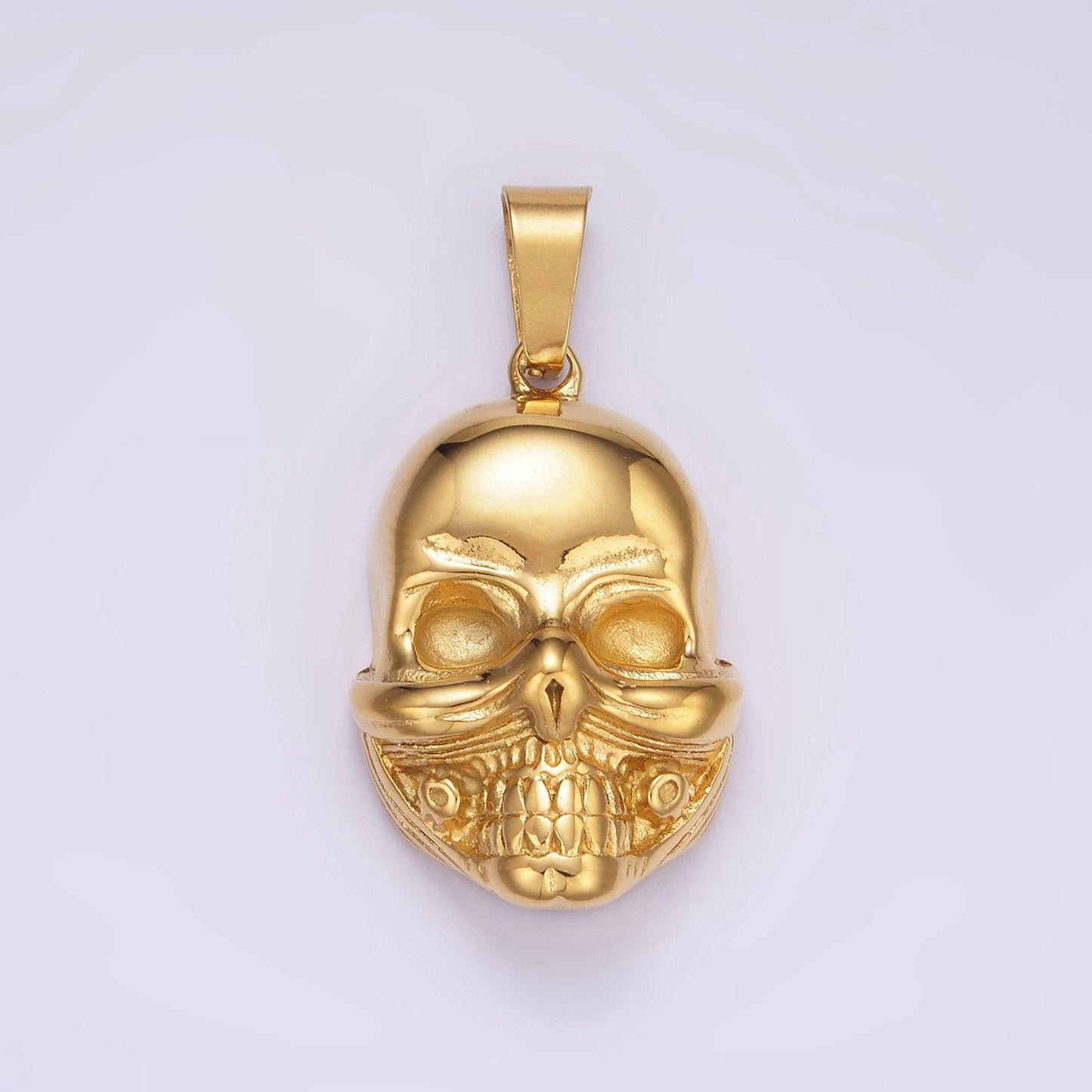 Stainless steel gold head skull skeleton pendant for men charm statement necklace| p-1426