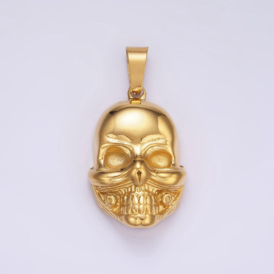 Stainless steel gold head skull skeleton pendant for men charm statement necklace| p-1426