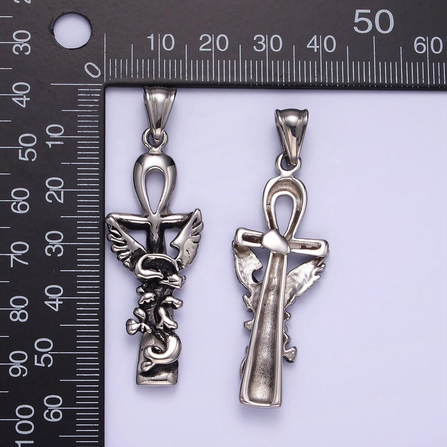 Silver ankh stainless steel cross pendant p1410