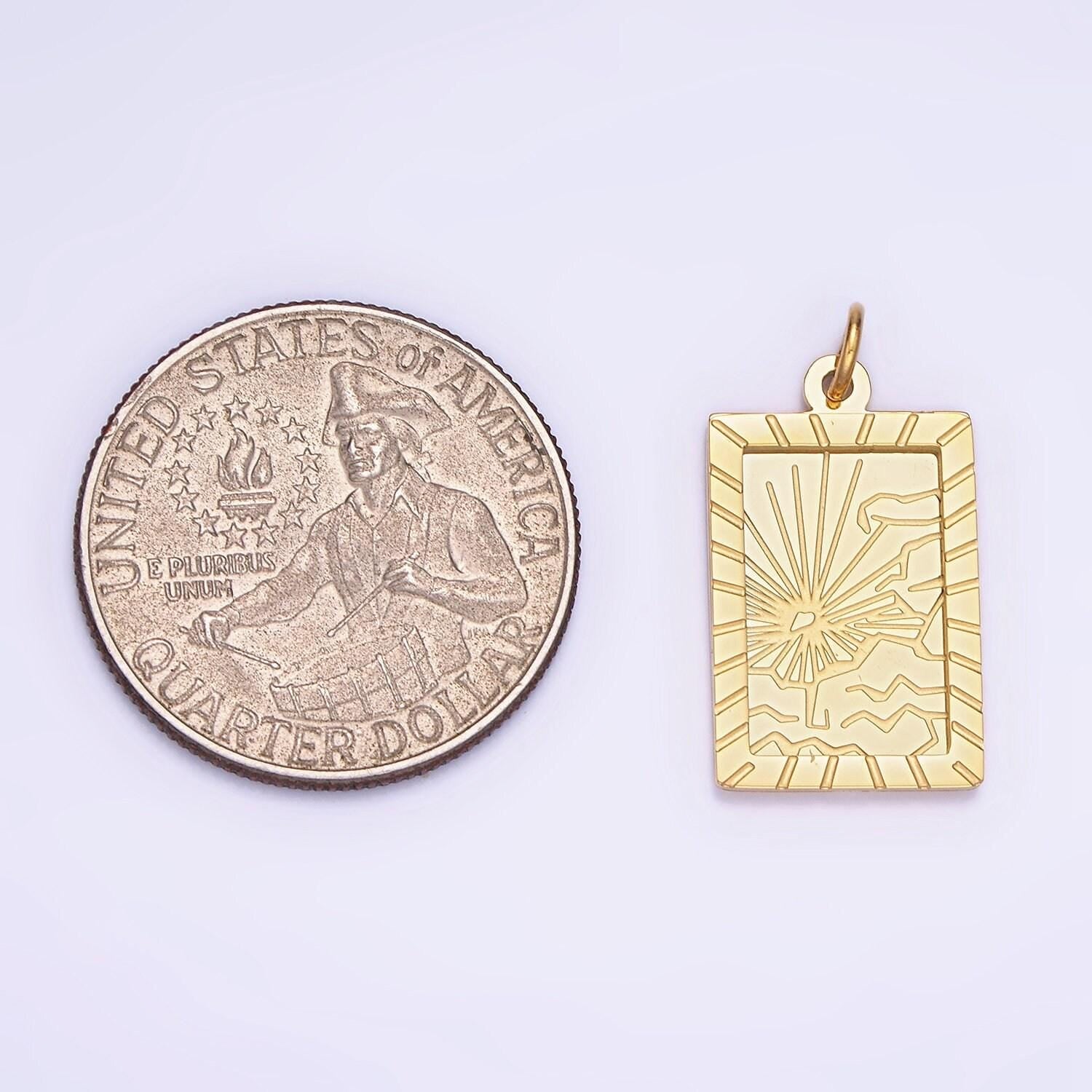 Dainty gold tag stainless steel sun charm morning sky celestial jewelry pendant| p-1404