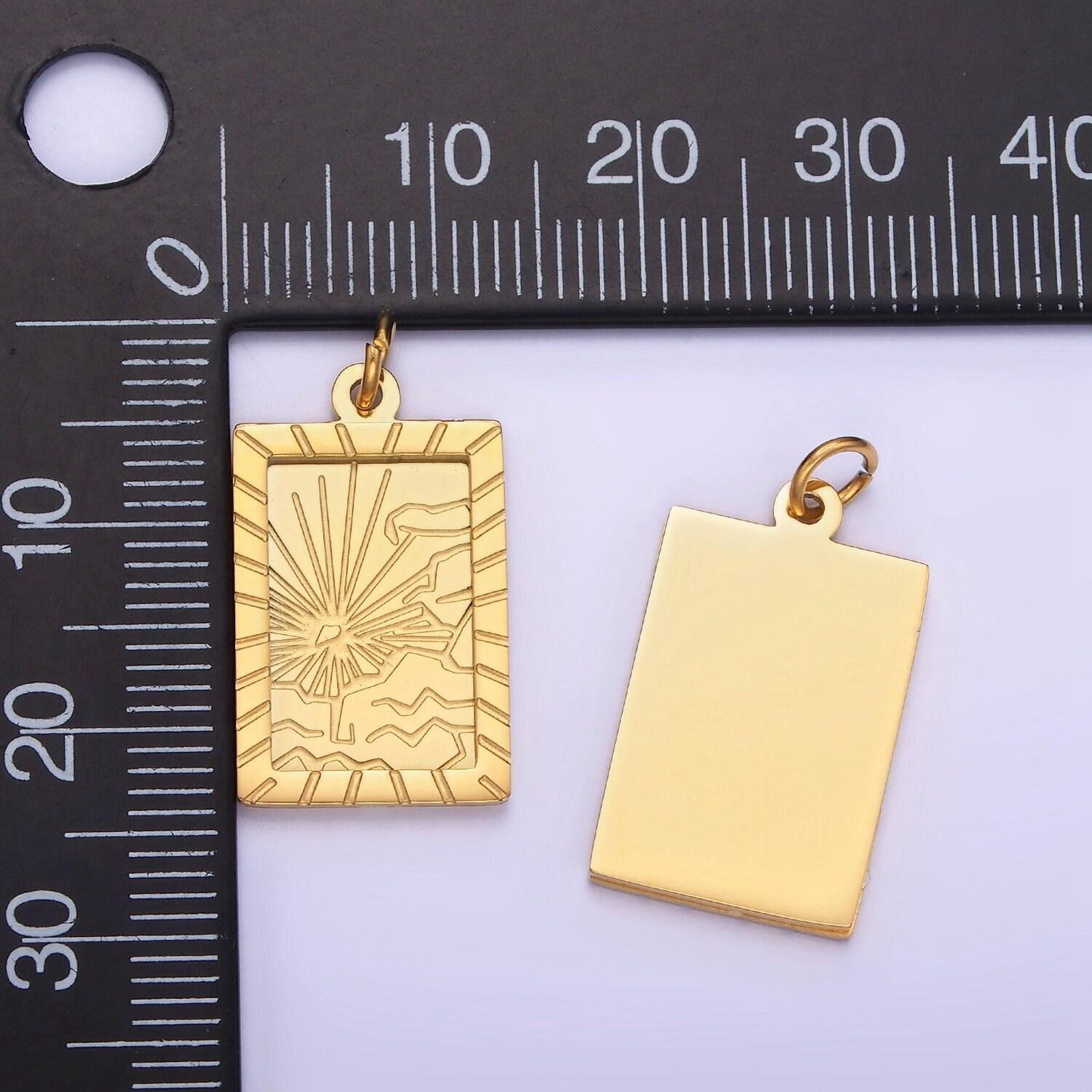 Dainty gold tag stainless steel sun charm morning sky celestial jewelry pendant| p-1404