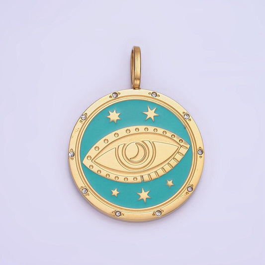 Dainty evil eye pendant with star celestial charm diy fashion jewelry add on necklace bracelet component gold stainless steel finding p1394