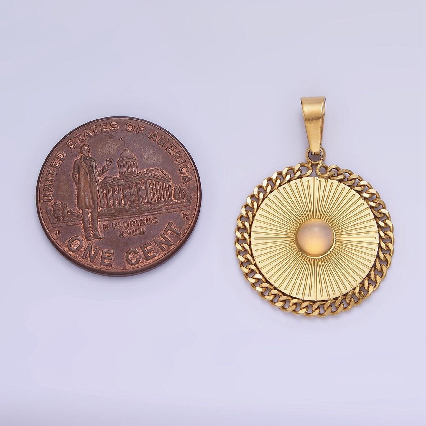 Dainty gold stainless steel sun burst charm opal round sunburst medallion celestial jewelry pendant radiant sun charm p1391