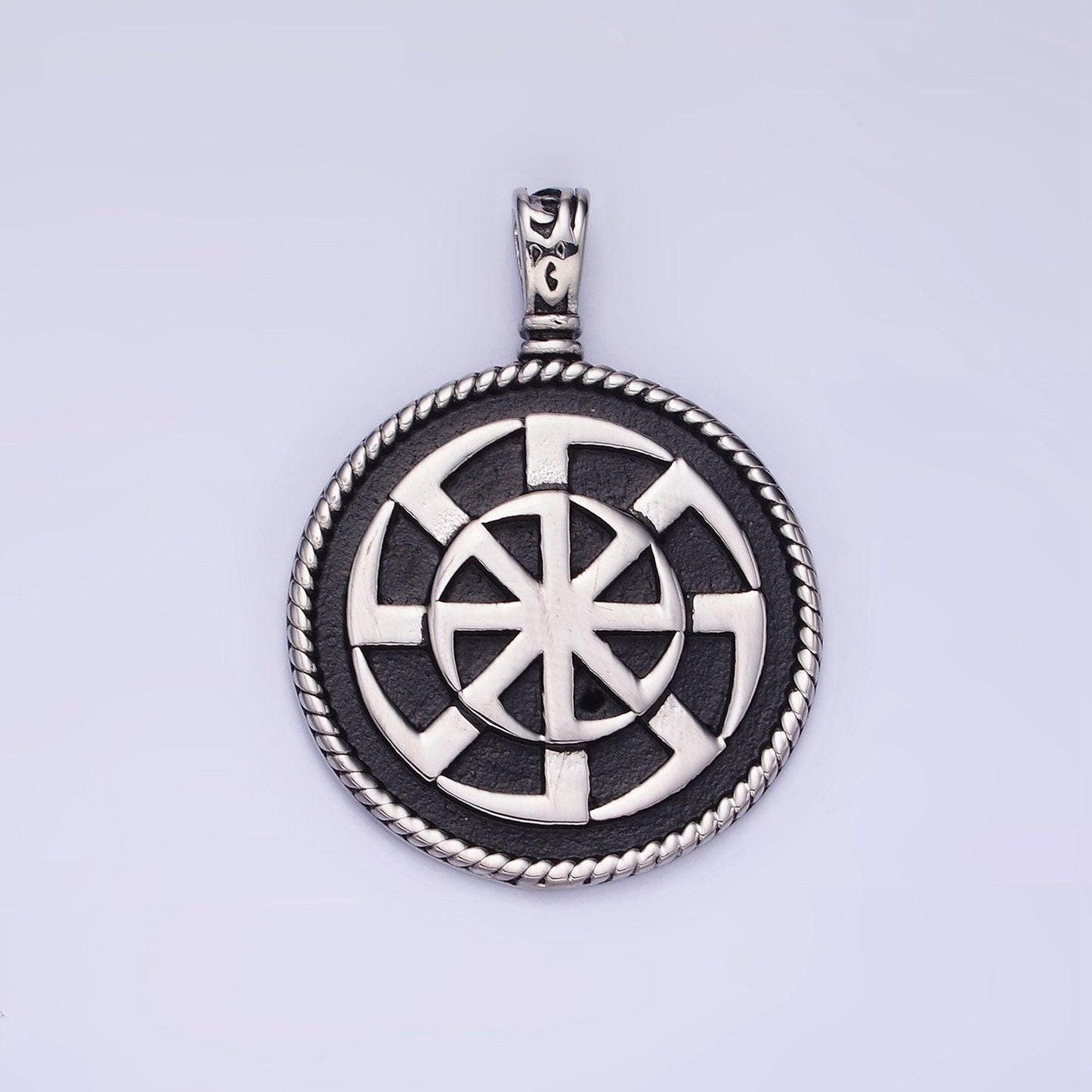 Stainless steel round pendant silver wheel charm medallion men jewelry pendant for necklace supply p1388