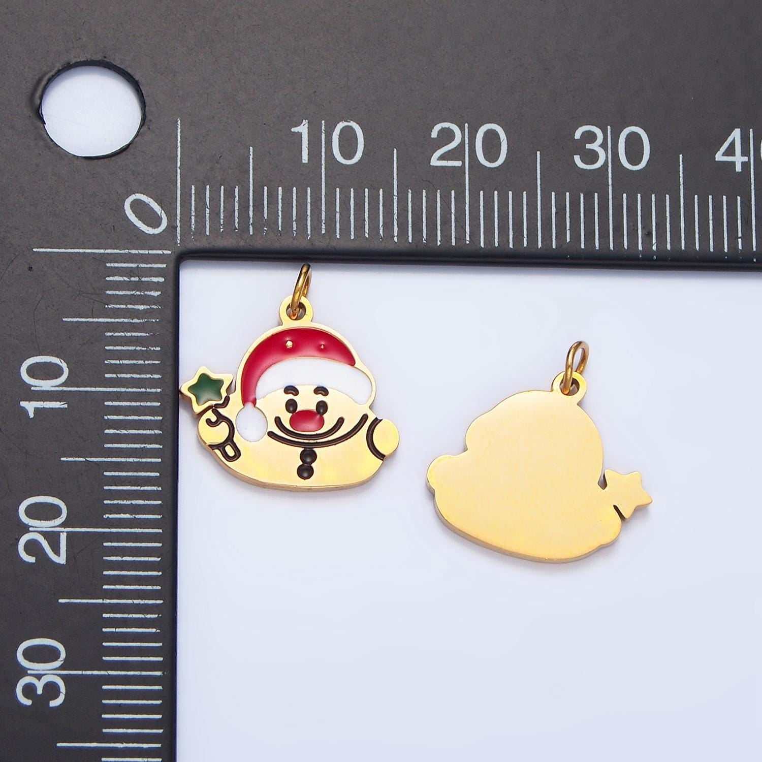 Limited edition gold santa claus reindeer snowman charm dainty gold enamel christmas charms for bracelet necklace jewelry supply