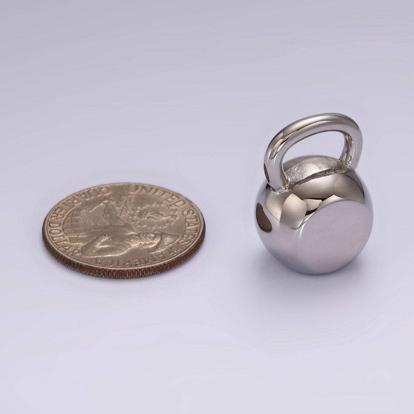 Stainless steel 24mm kettlebell fitness pendant, charm add-on diy for bracelet and etc. | p-1367