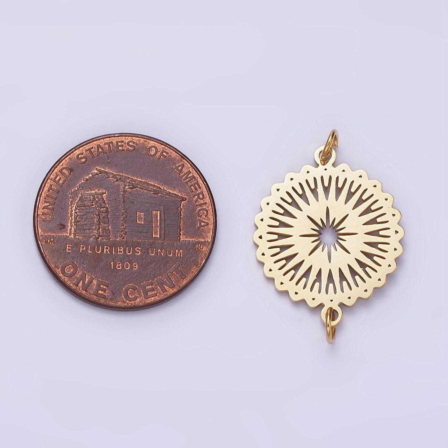 Stainless steel celestial sunburst star artisan minimalist open wavy connector | p1354