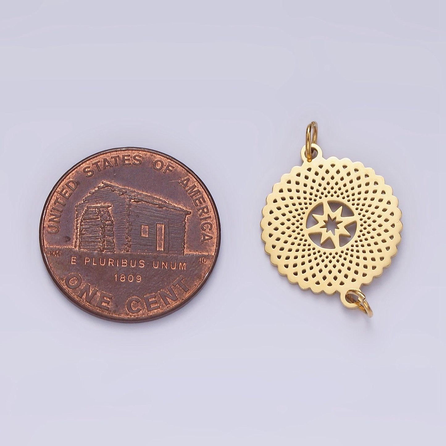 Stainless steel celestial north star artisan open round connector | p1353