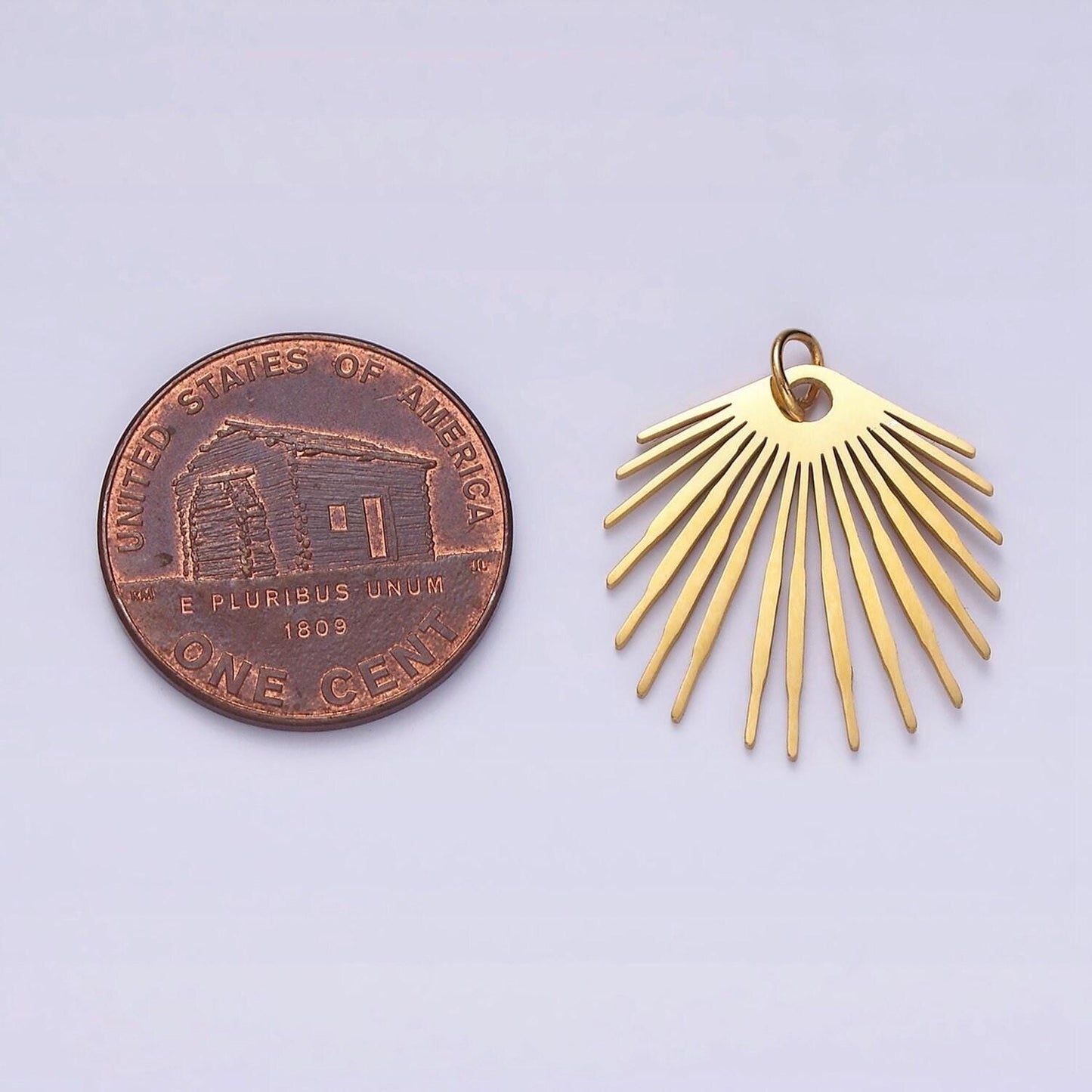 Stainless steel 20mm celestial ray bar lined geometric minimalist charm | p1349