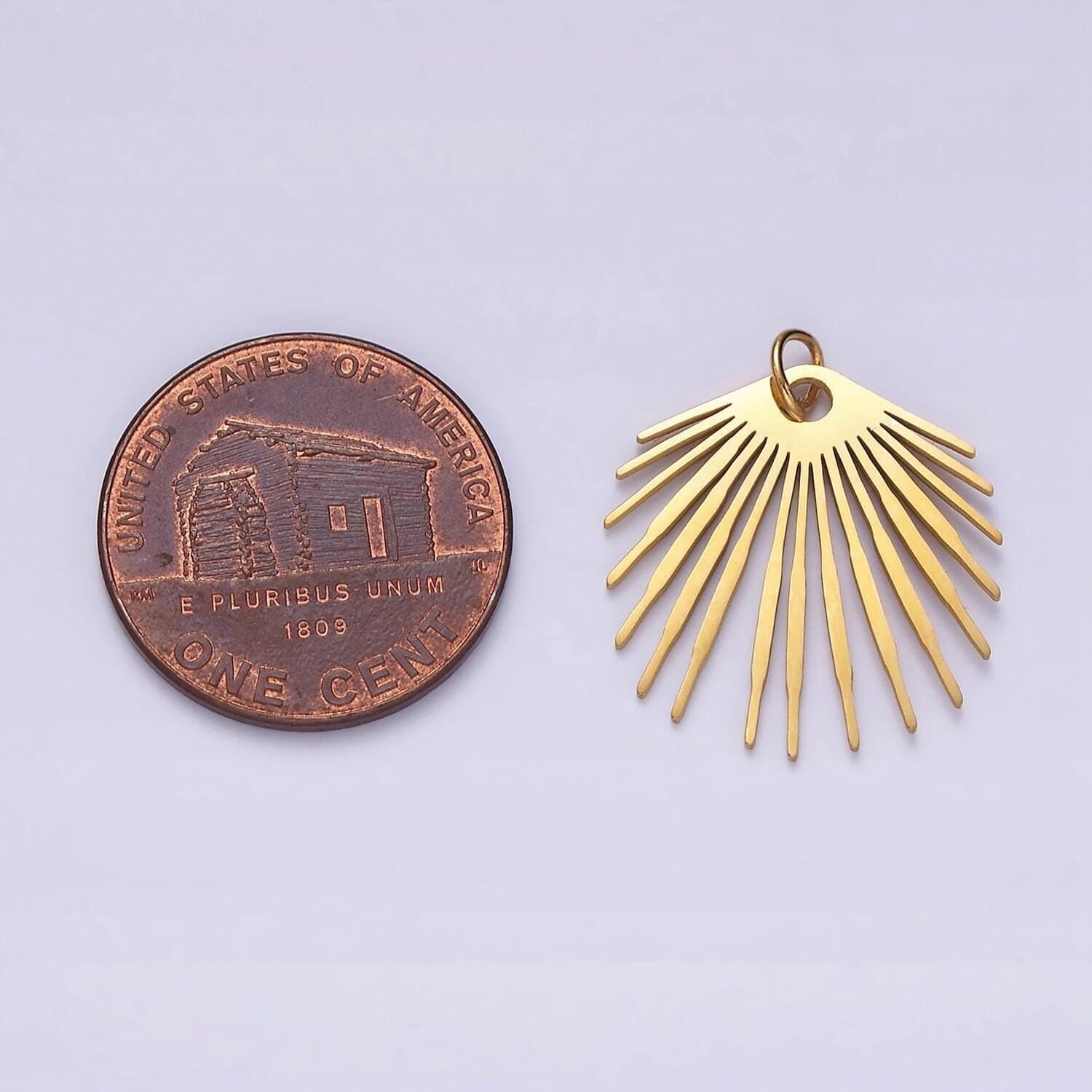Stainless steel 20mm celestial ray bar lined geometric minimalist charm | p1349