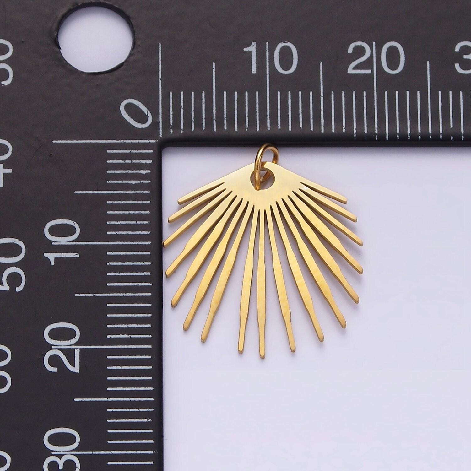 Stainless steel 20mm celestial ray bar lined geometric minimalist charm | p1349