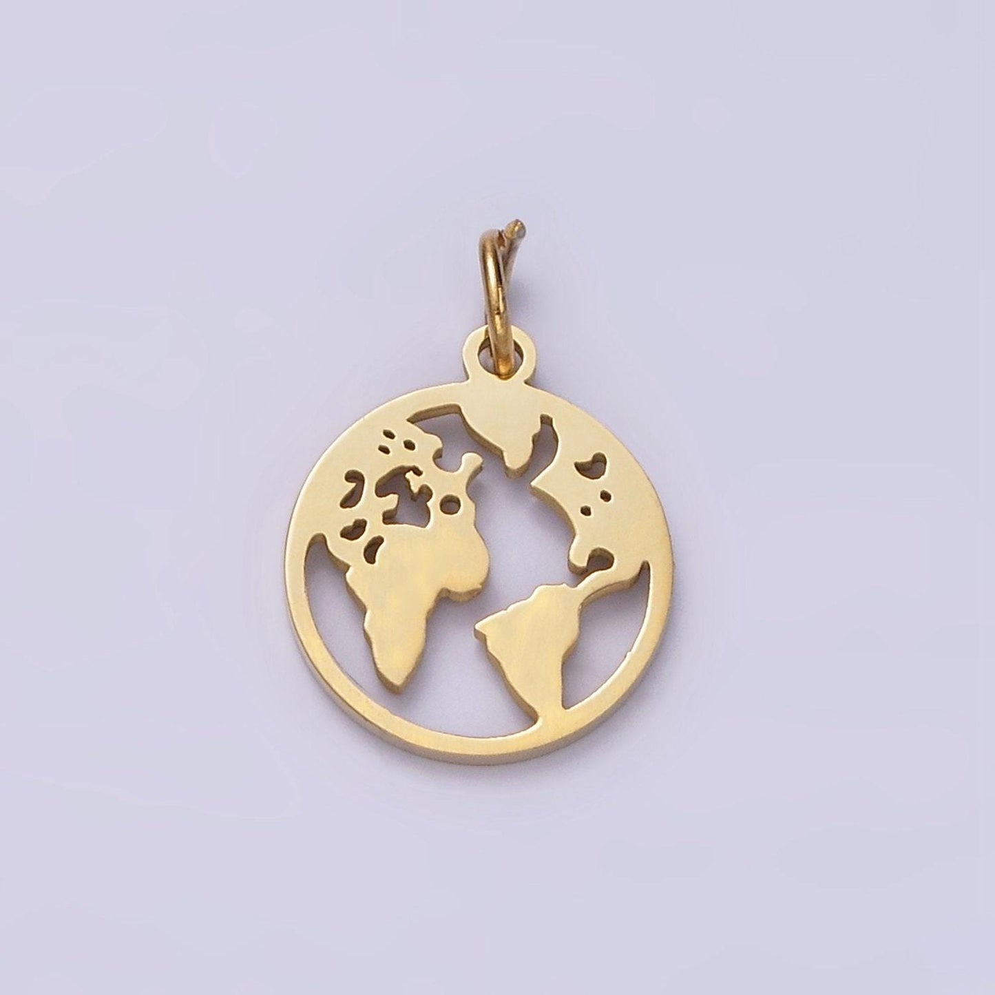 Stainless steel globe world map minimalist open round charm | p1348