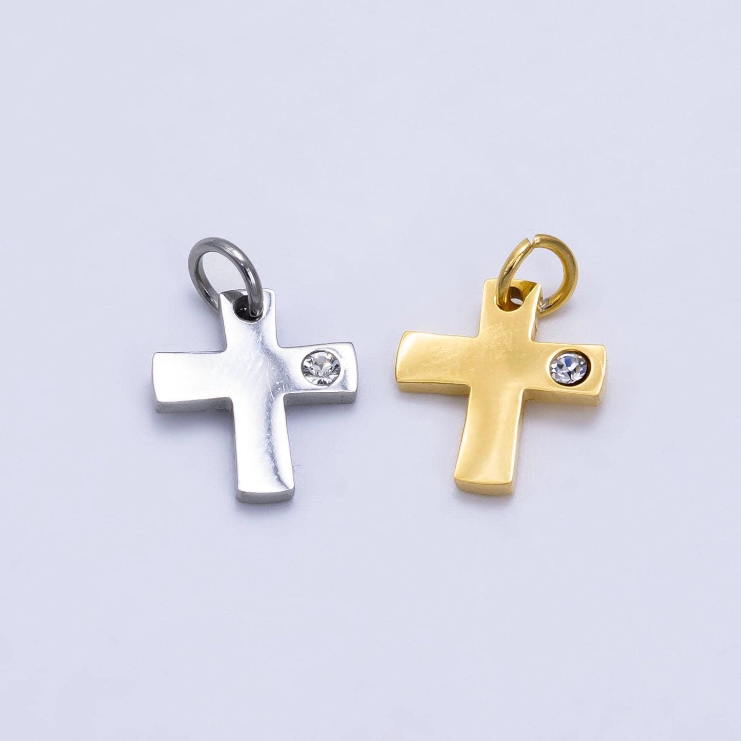 Stainless steel cross charm mini cross pendant religious findings lead nickel free tarnish resistant charm p-1294