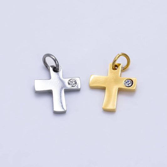 Stainless steel cross charm mini cross pendant religious findings lead nickel free tarnish resistant charm p-1294