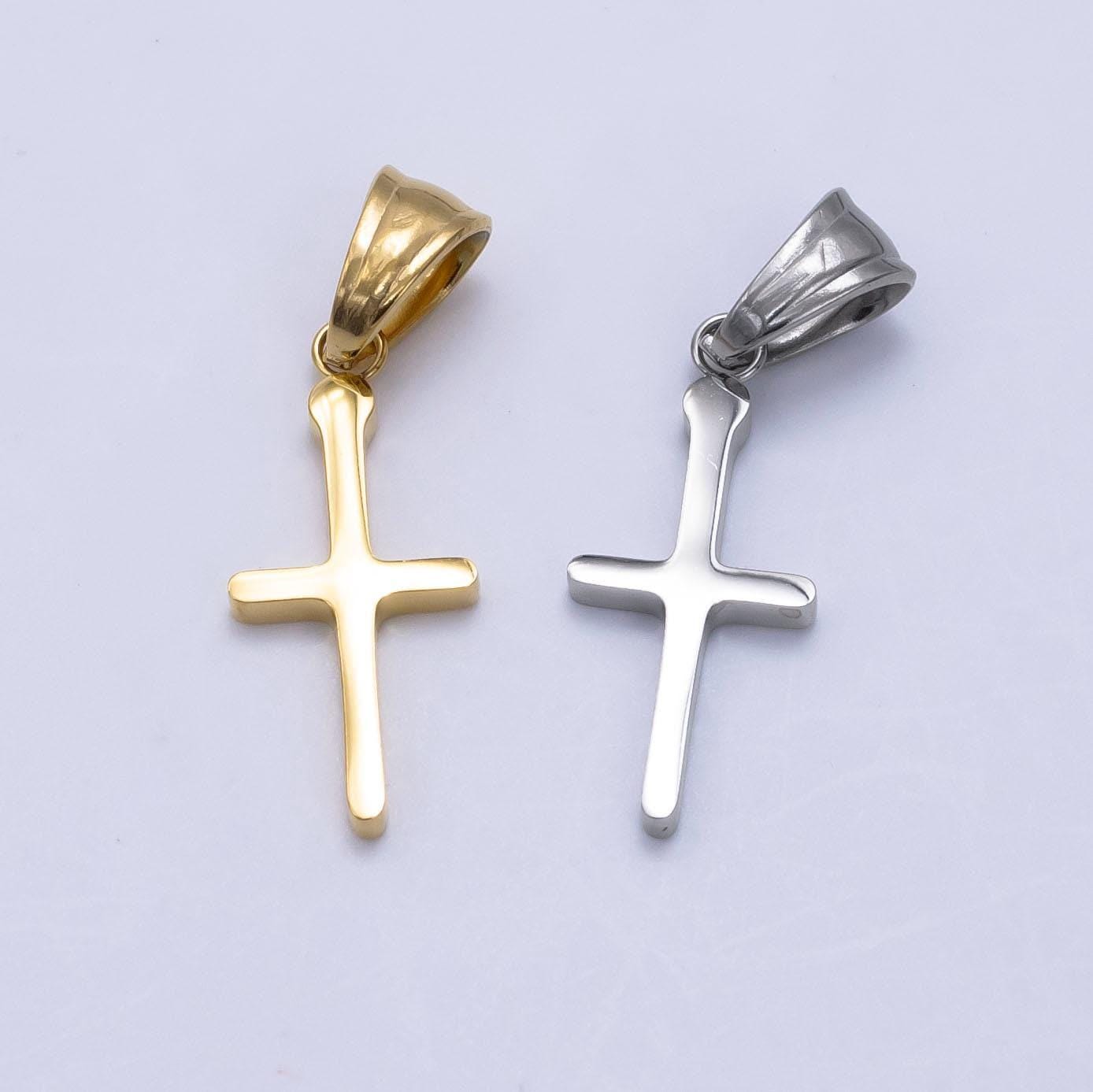 Minimalist gold stainless steel cross charm mini cross pendant religious findings lead nickel free tarnish resistant charm p-1289