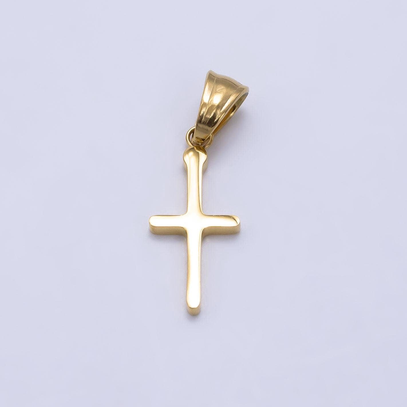 Minimalist gold stainless steel cross charm mini cross pendant religious findings lead nickel free tarnish resistant charm p-1289