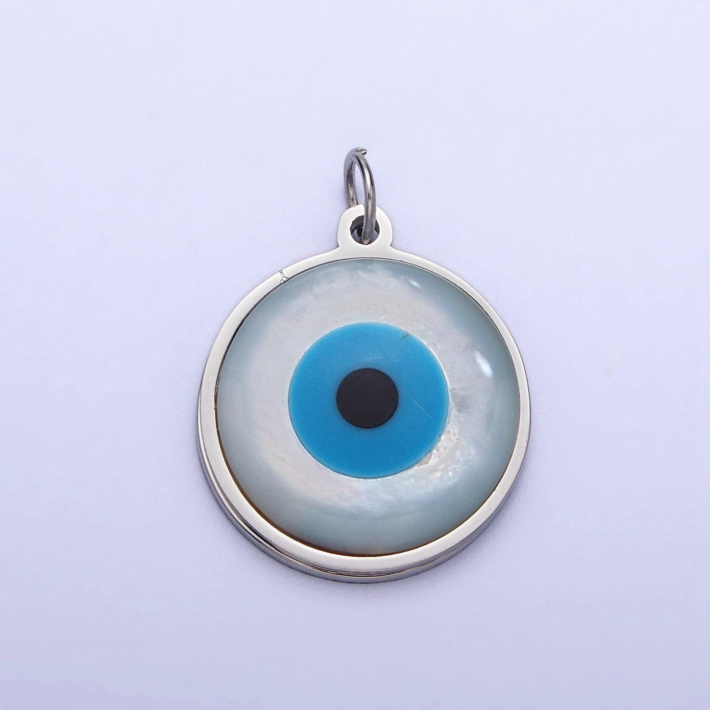 Enamel shell pearl evil eye charm pendant for jewelry making stainless steel charm tarnish free waterproof jewelry p-1220