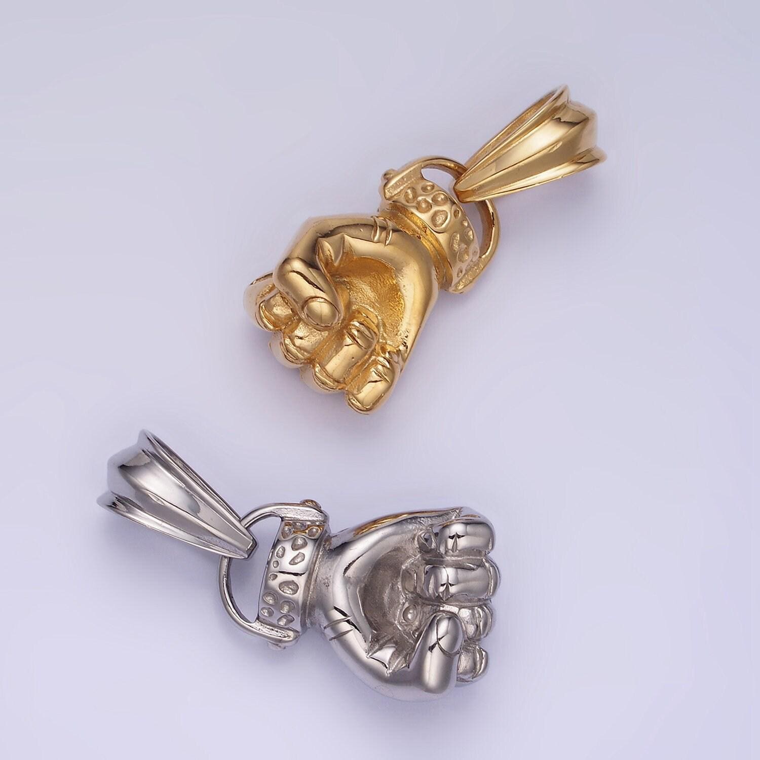 Stainless steel hand charm necklace fist hand necklace pendant gold hand gesture pendant men jewelry gifts idea p-1209