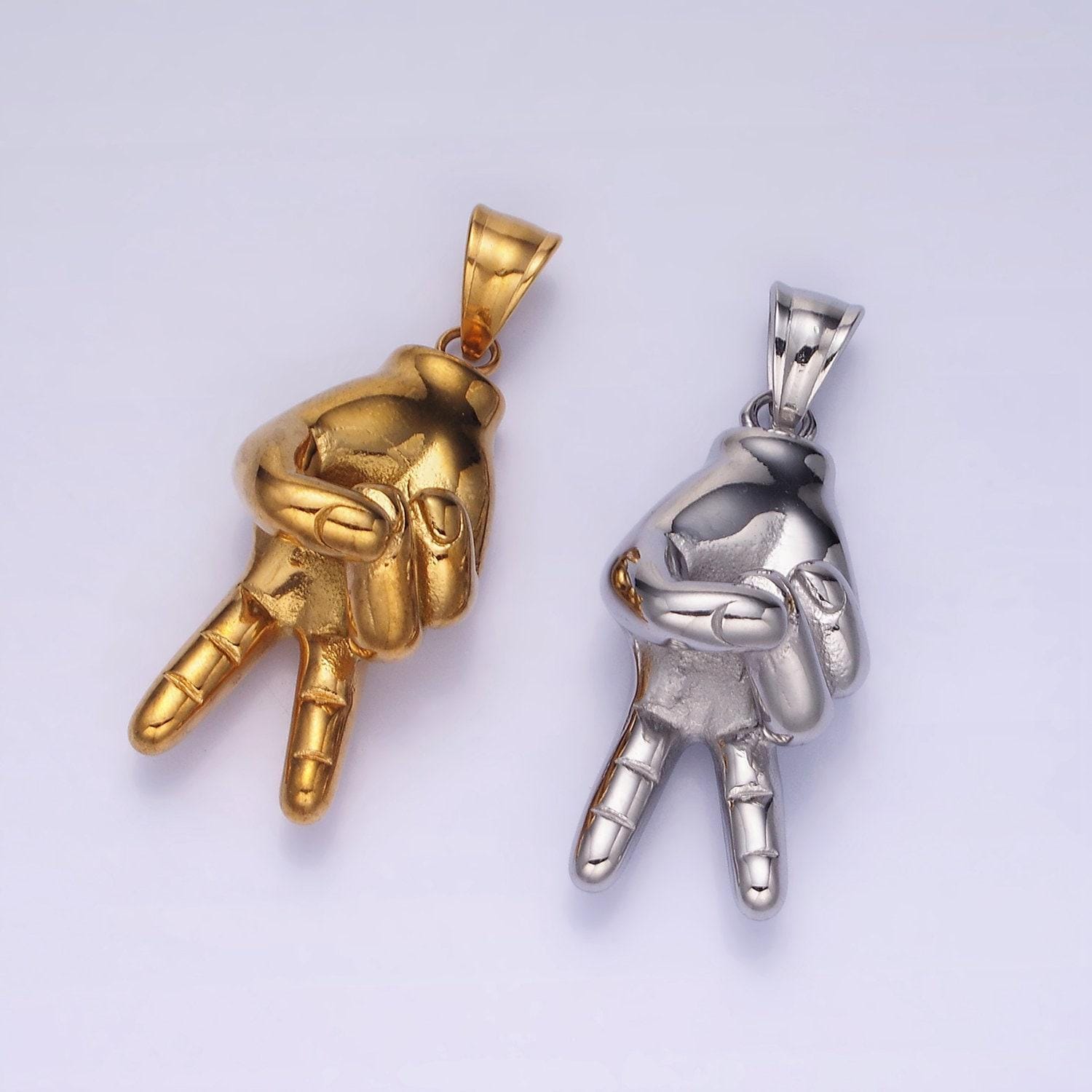 Peace sign hand symbol charm, unique stainless steel peace sign for necklace pendant charm men jewelry making gift p1207