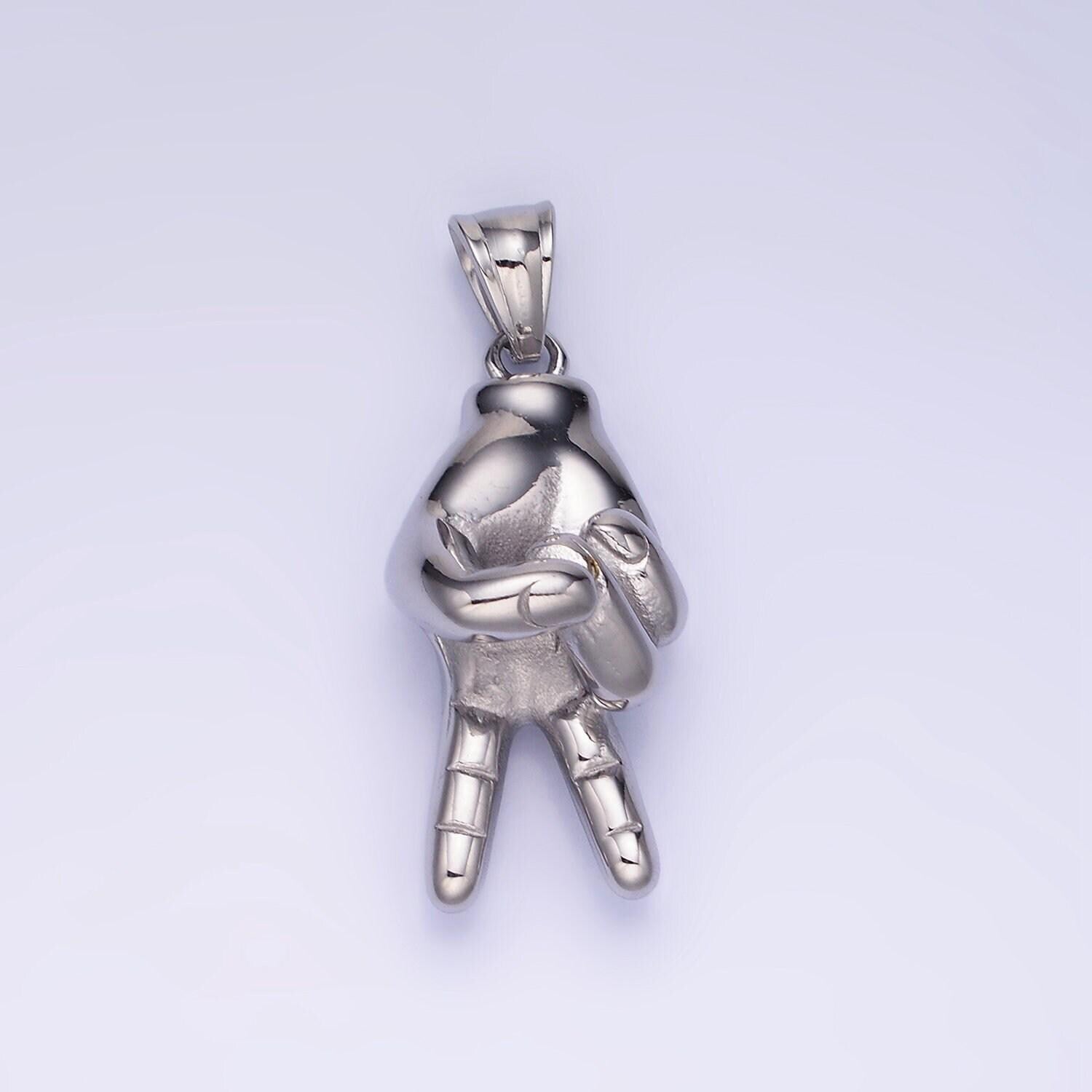 Peace sign hand symbol charm, unique stainless steel peace sign for necklace pendant charm men jewelry making gift p1207