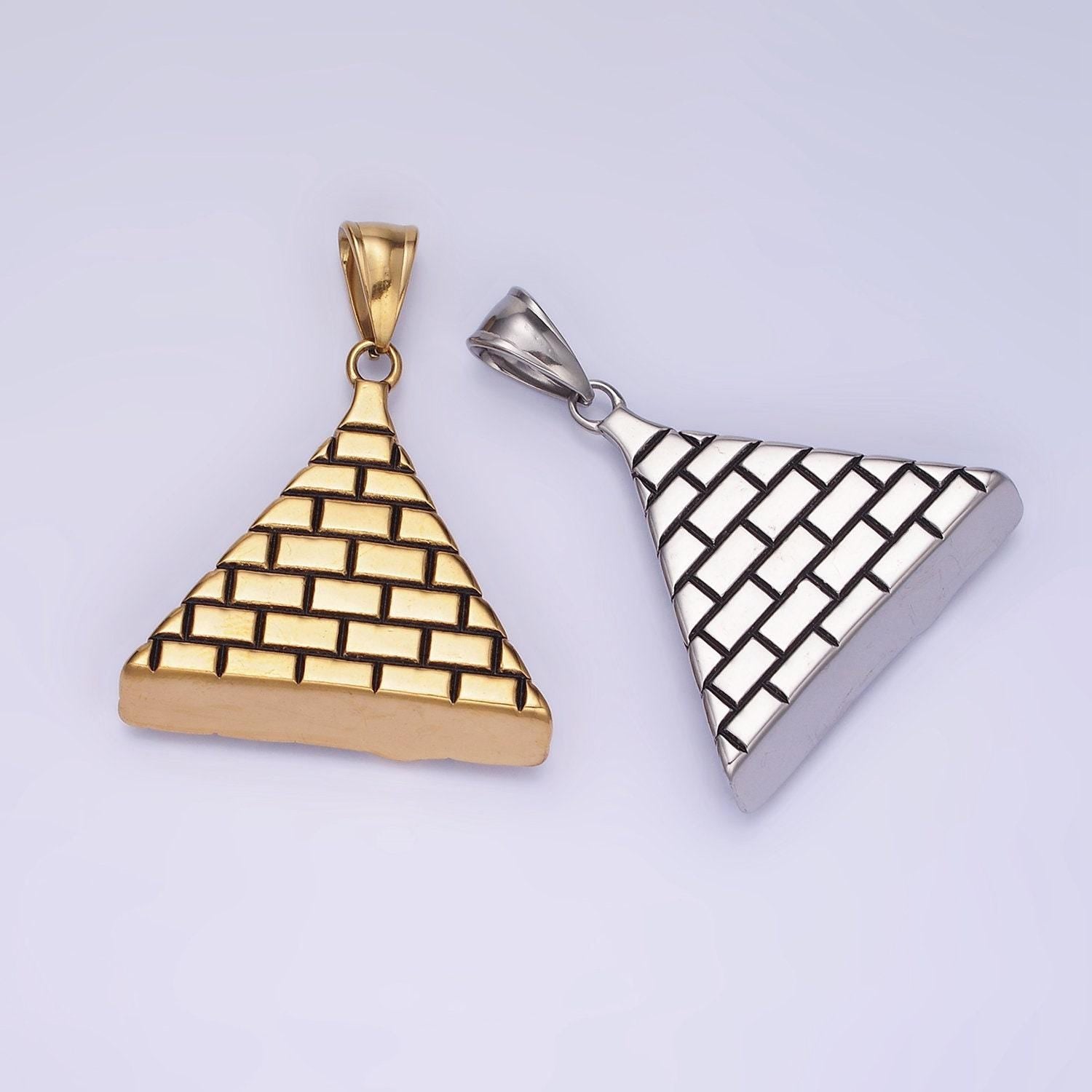 Gold pyramid triangle evil eye charm eye of ra amulet pendant for necklace stainless steel pendant p-1203