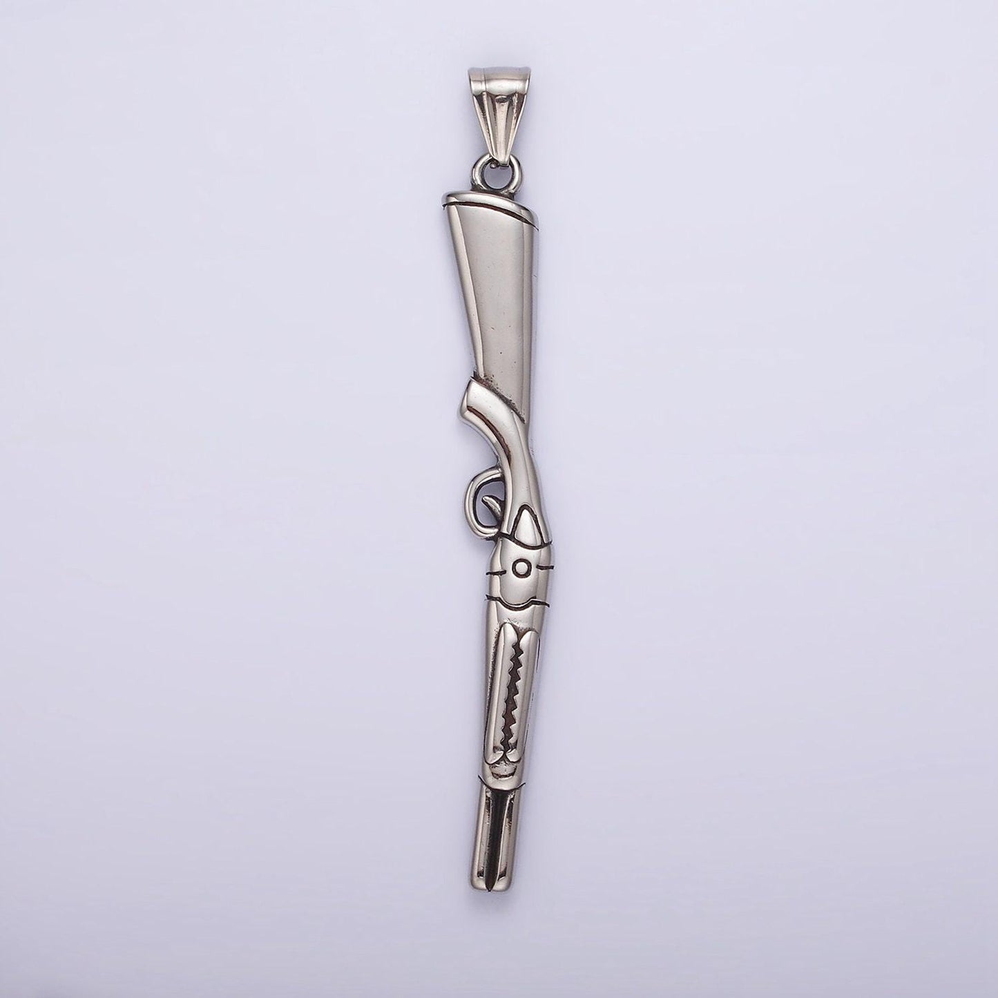 Stainless steel revolver 83mm pendant for jewelry making supply men hunter army inspired | p-1182