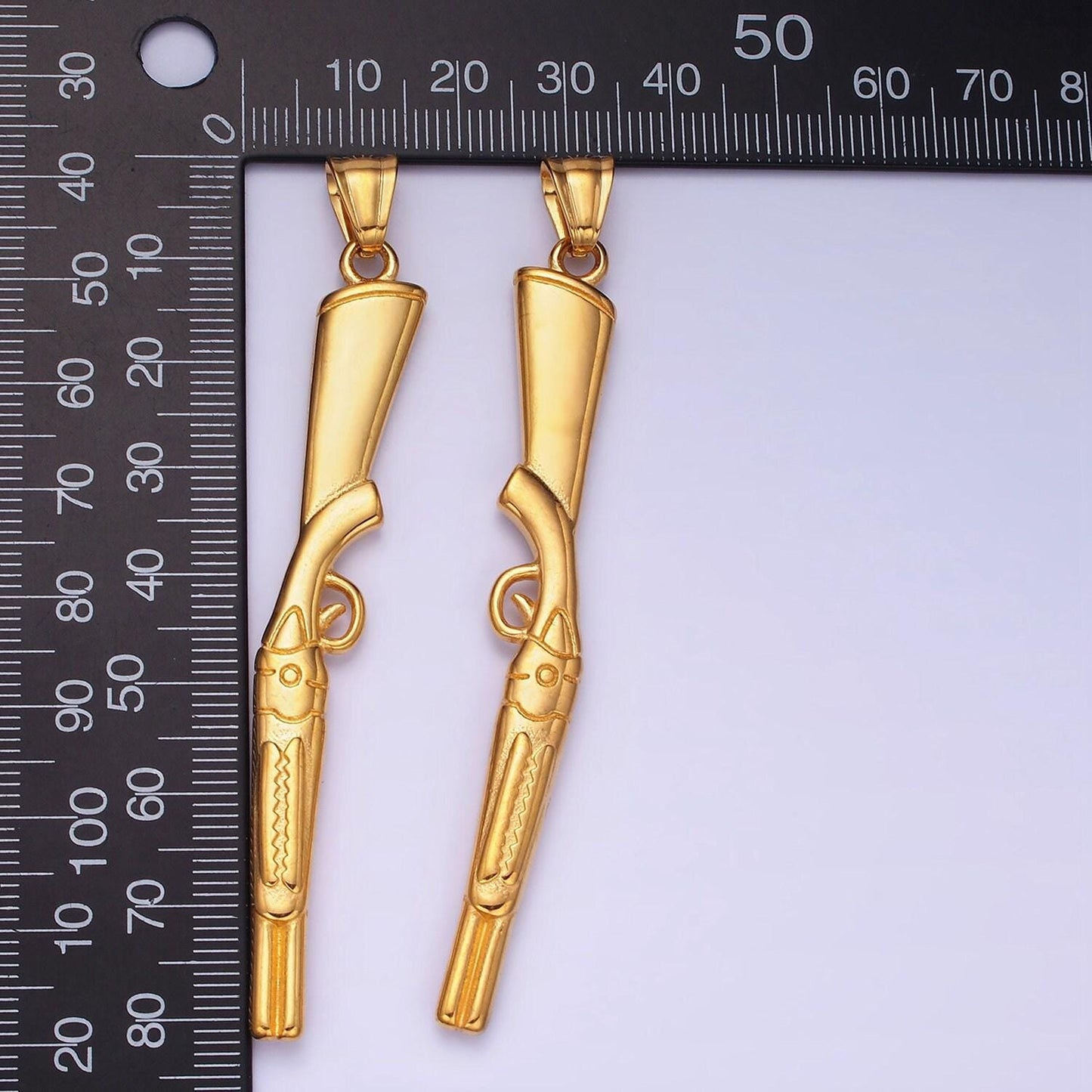Stainless steel revolver 83mm pendant for jewelry making supply men hunter army inspired | p-1182