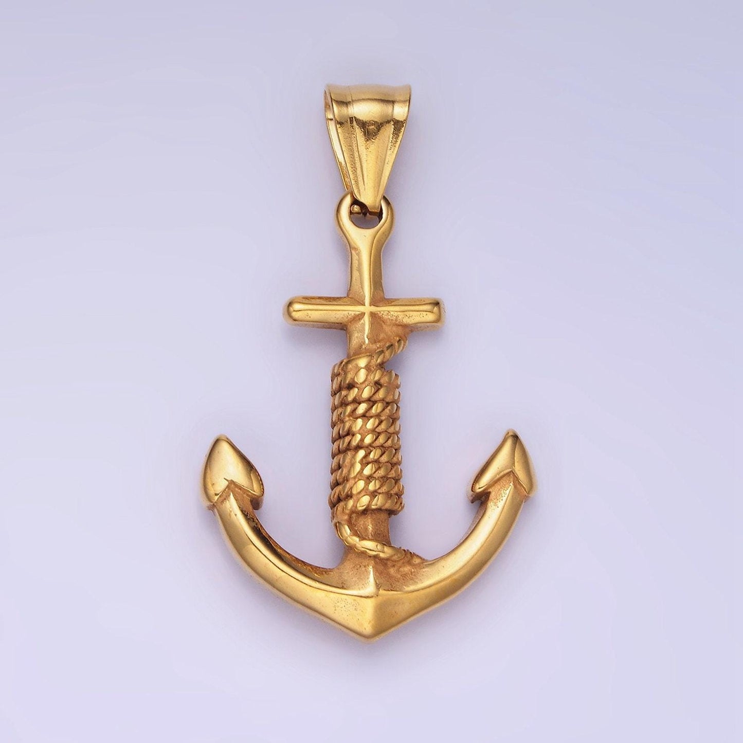 Big nautical charm stainless steel 42mm anchor with rope pendant christian religious jewelry making supply | p-1194