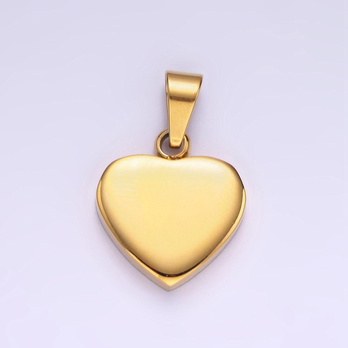 14k gold plated & stainless steel heart pendants blank heart charm | p-1196 p-1197