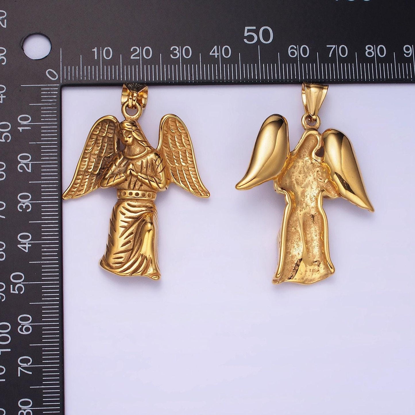 Stainless steel 52mm angel praying pendant gothic jewelry inspired | p-1188